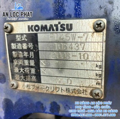 xe nâng dầu 4,5 tấn komatsu fd45w-7